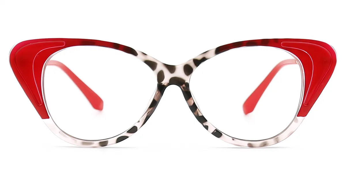 Red Mix Cat Eye Chic Mixed Materials Eyeglasses