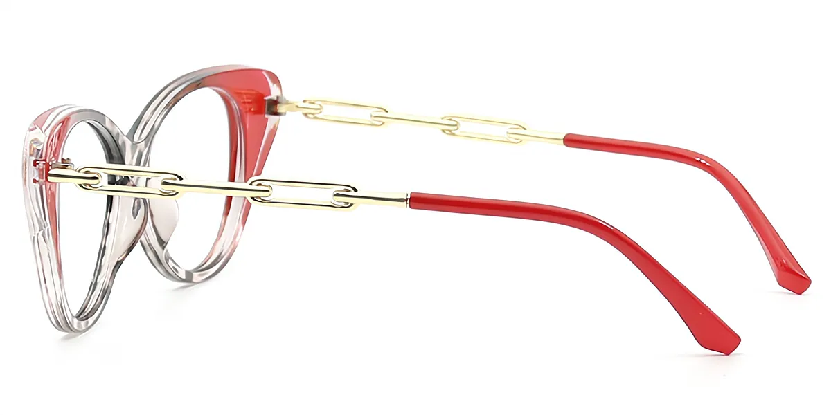 Red Mix Cat Eye Chic Mixed Materials Eyeglasses