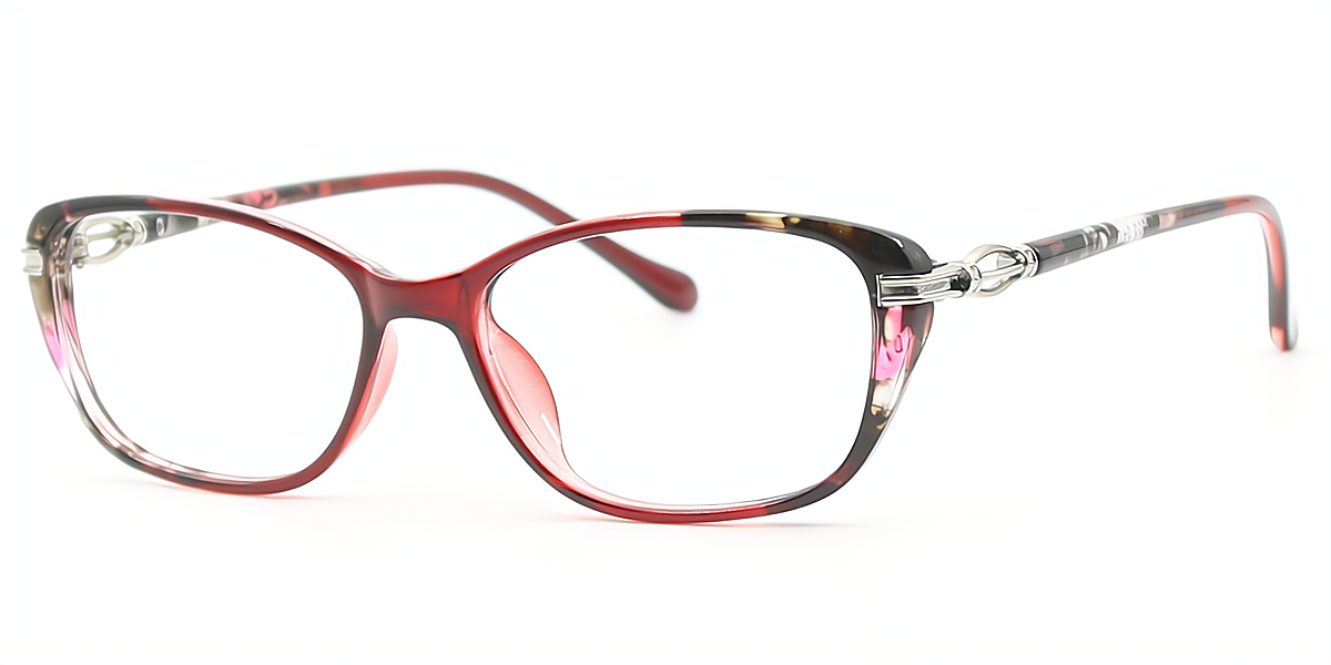 Red Floral Rectangle Exquisite TR90 Eyeglasses