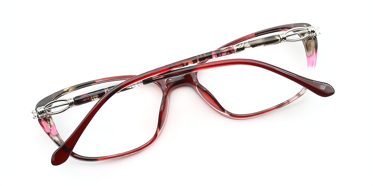 Red Floral Rectangle Exquisite TR90 Eyeglasses