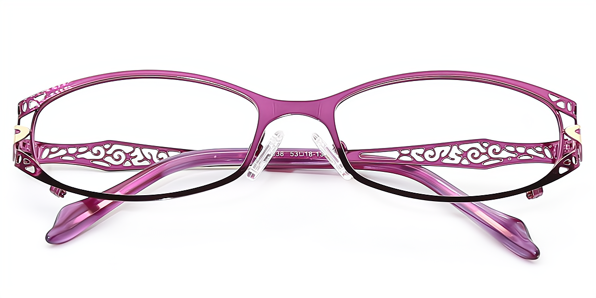 Teela Purple Oval Exquisite Metal Eyeglasses | Muukal.com