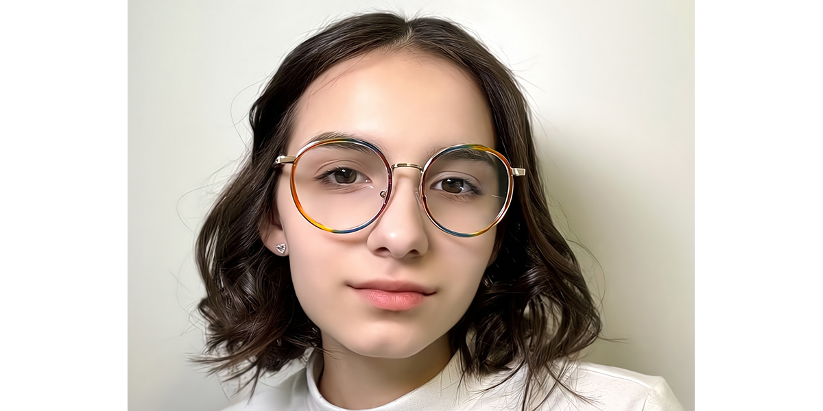 Multicolor Oval Simple Mixed Materials Eyeglasses
