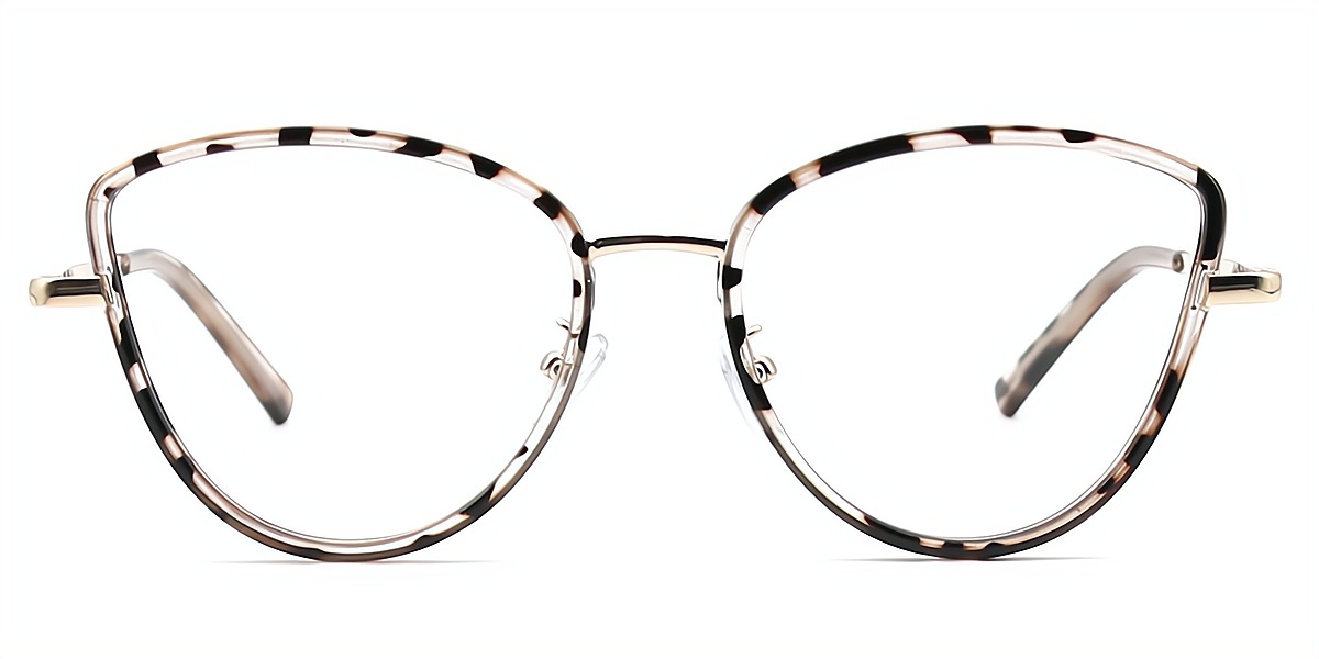 Tortoise Cat Eye Chic Mixed Materials Eyeglasses