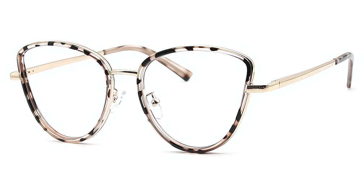 Tortoise Cat Eye Chic Mixed Materials Eyeglasses