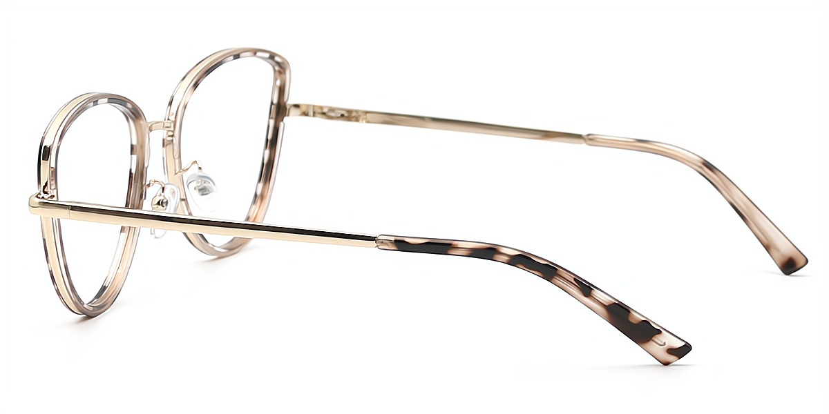 Tortoise Cat Eye Chic Mixed Materials Eyeglasses