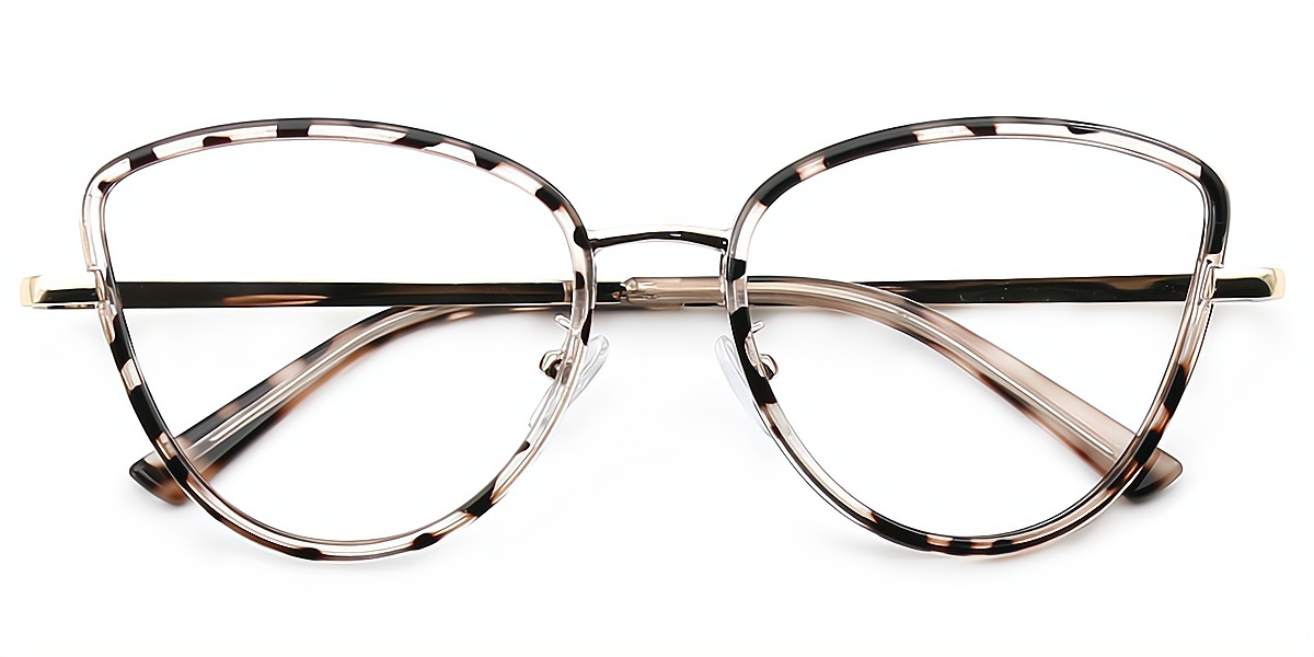 Tortoise Cat Eye Chic Mixed Materials Eyeglasses