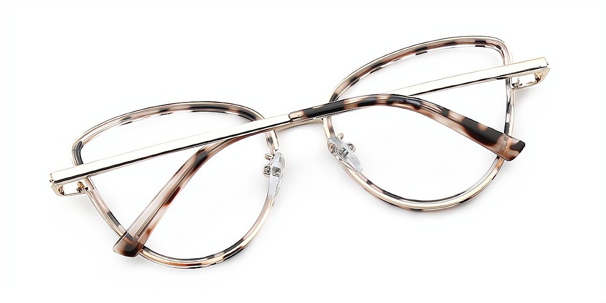 Tortoise Cat Eye Chic Mixed Materials Eyeglasses