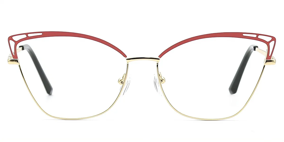 Pink Cat Eye Exquisite Metal Eyeglasses