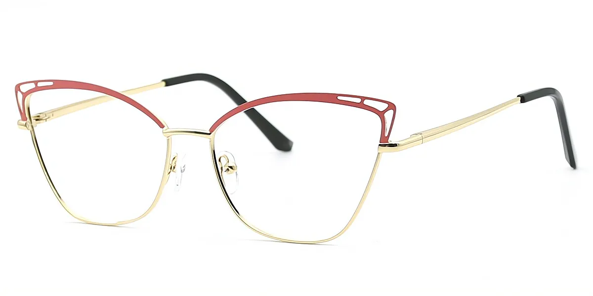 Pink Cat Eye Exquisite Metal Eyeglasses