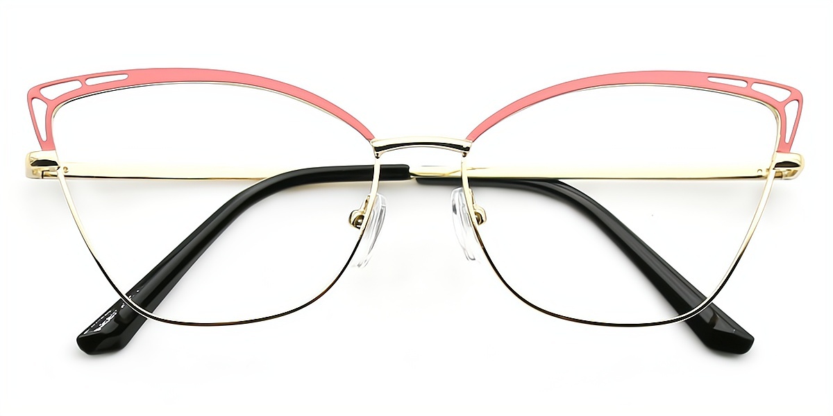 Pink Cat Eye Exquisite Metal Eyeglasses