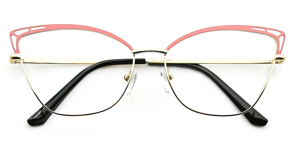 Pink Cat Eye Exquisite Metal Eyeglasses