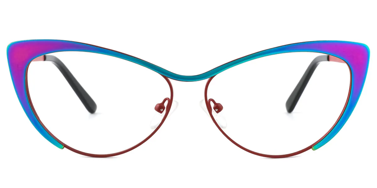 Colorful Red Cat Eye Unique Metal Eyeglasses