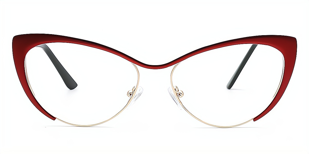 Red Cat Eye Unique Metal Eyeglasses