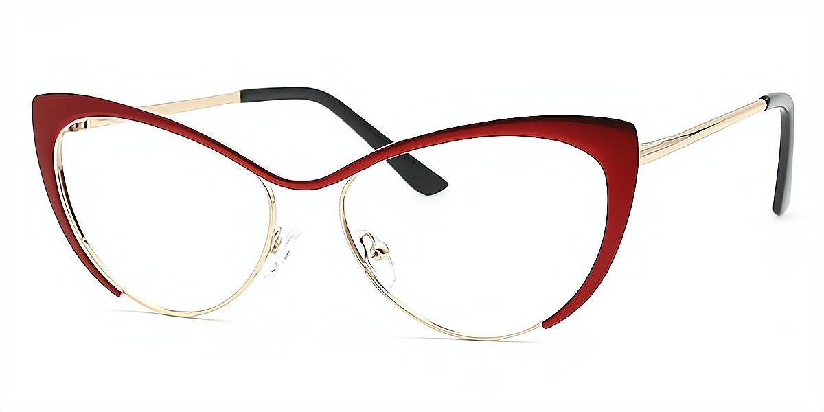 Red Cat Eye Unique Metal Eyeglasses