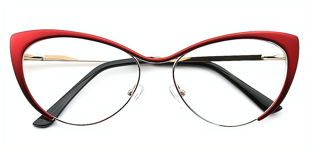 Red Cat Eye Unique Metal Eyeglasses
