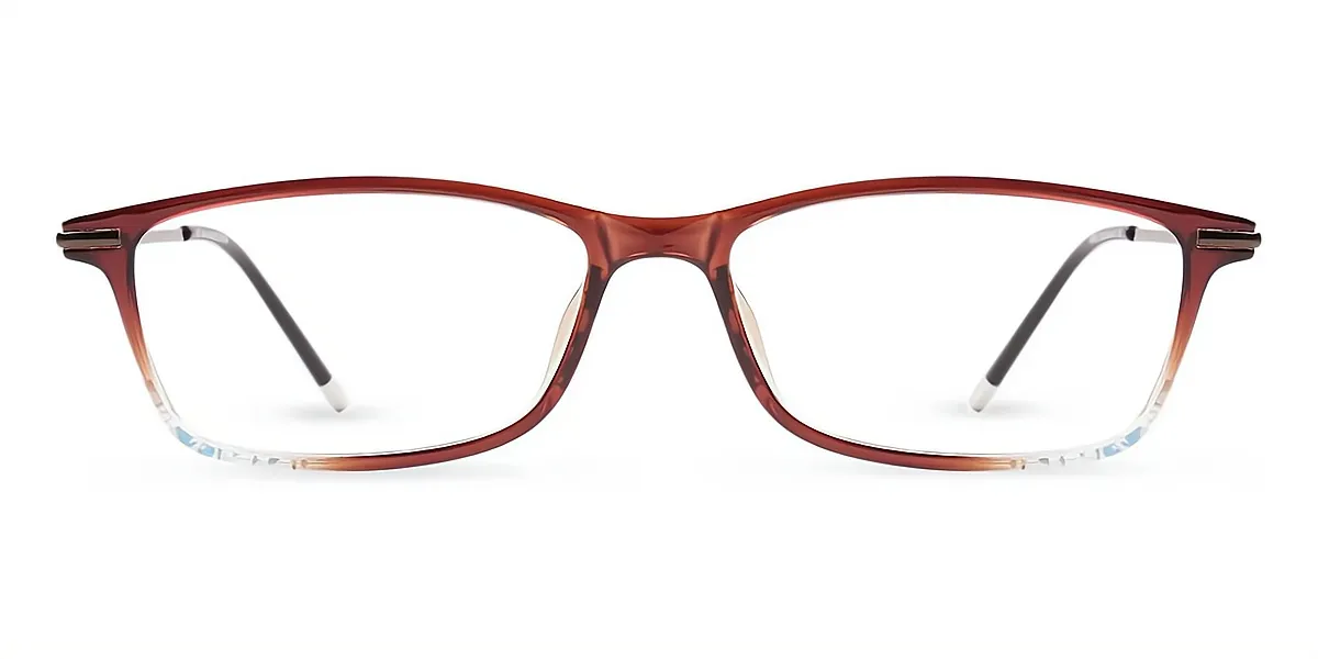 Brown Rectangle Simple Horn TR90 Eyeglasses