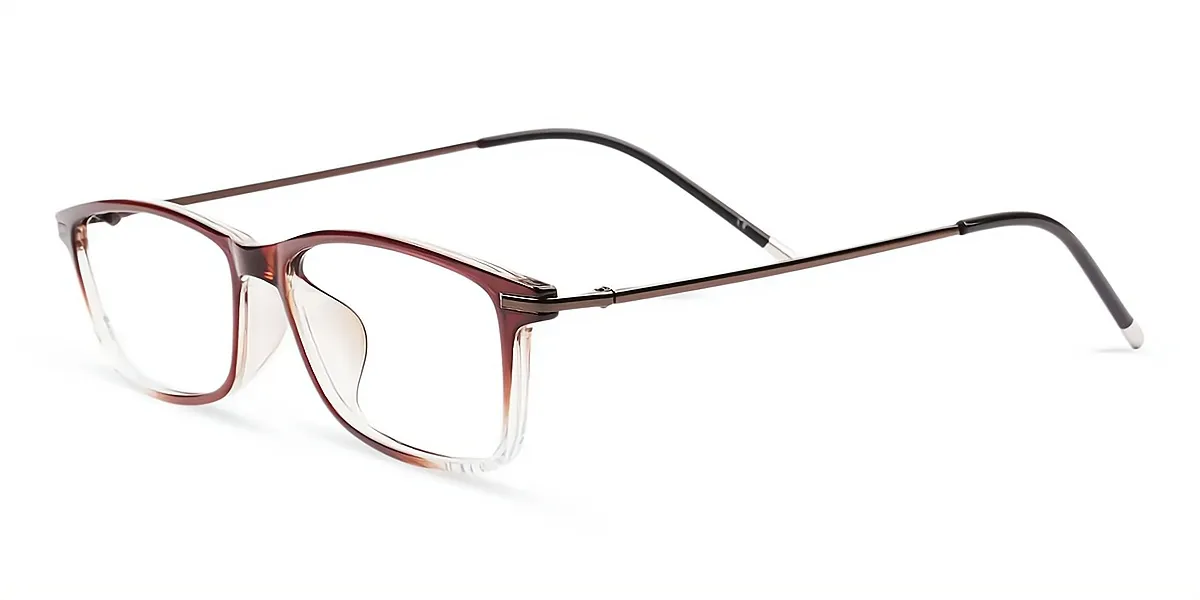 Brown Rectangle Simple Horn TR90 Eyeglasses