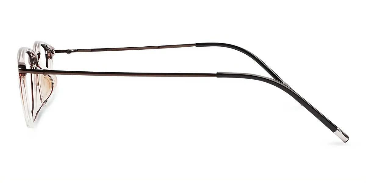 Brown Rectangle Simple Horn TR90 Eyeglasses