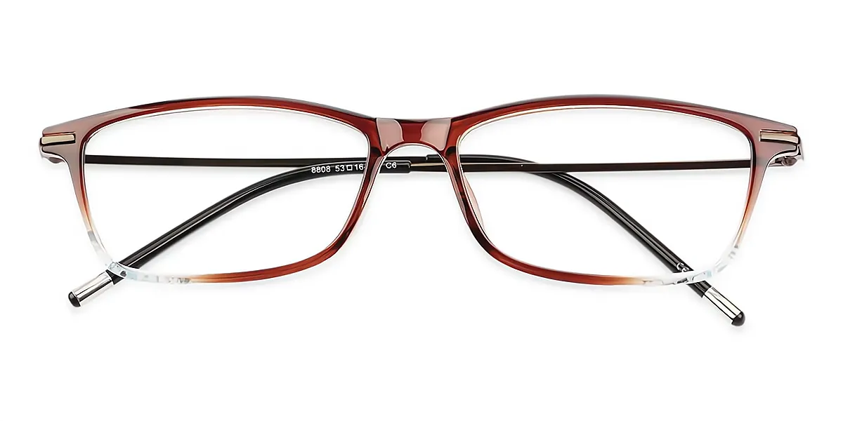 Brown Rectangle Simple Horn TR90 Eyeglasses