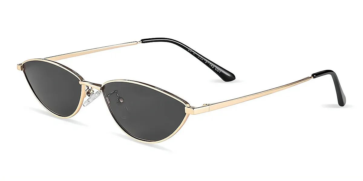 Black Geometric Unique Narrow Metal Eyeglasses