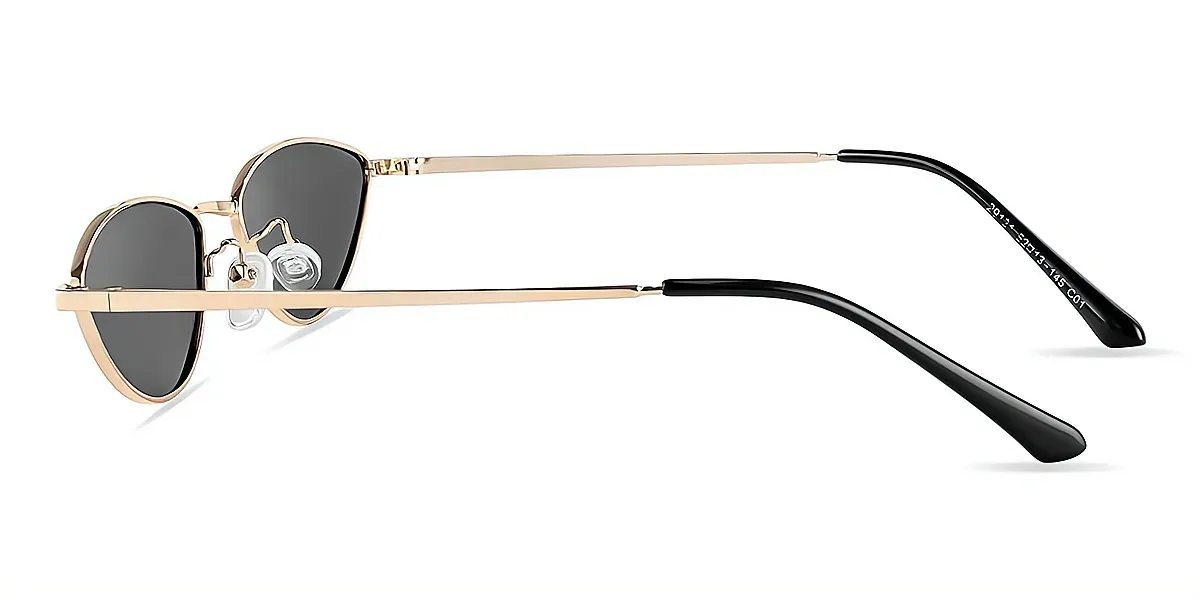 Black Geometric Unique Narrow Metal Eyeglasses