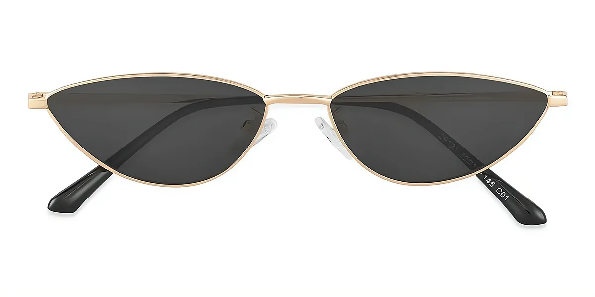 Black Geometric Unique Narrow Metal Eyeglasses