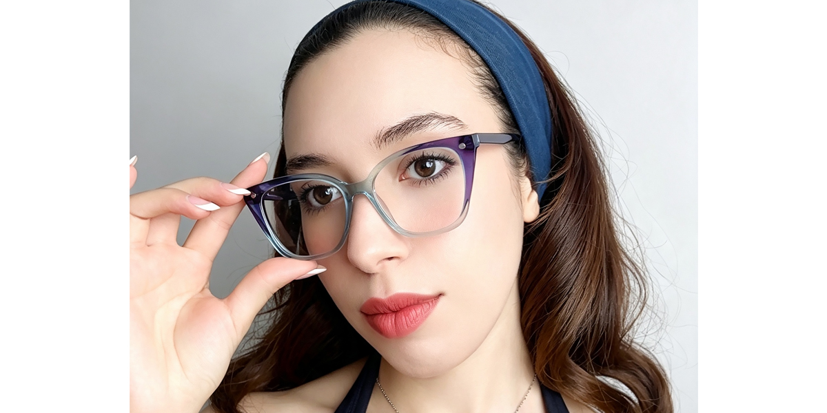 Purple Cat Eye Modish Sun-clip TR90 Eyeglasses
