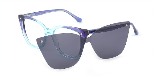 Purple Cateye Rectangle Gorgeous Retro Full-rim Acetate Large Glasses for unisex