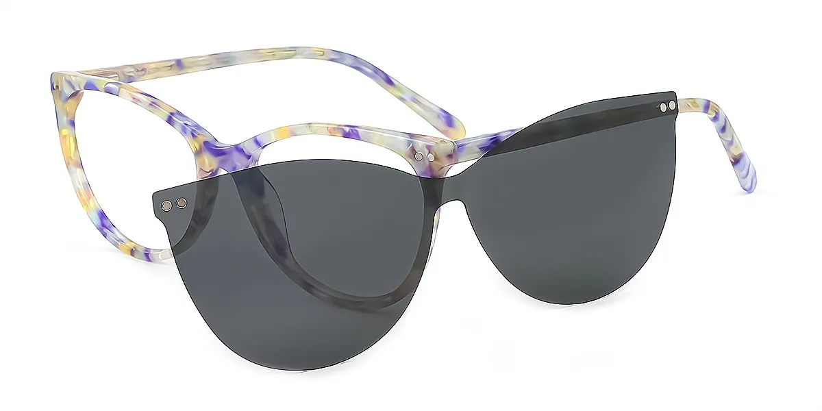 Floral Cat Eye Chic Sun-clip TR90 Eyeglasses