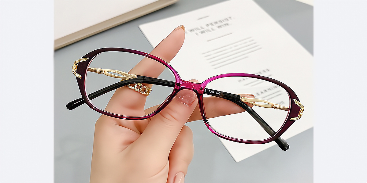 Purple Oval Exquisite TR90 Eyeglasses