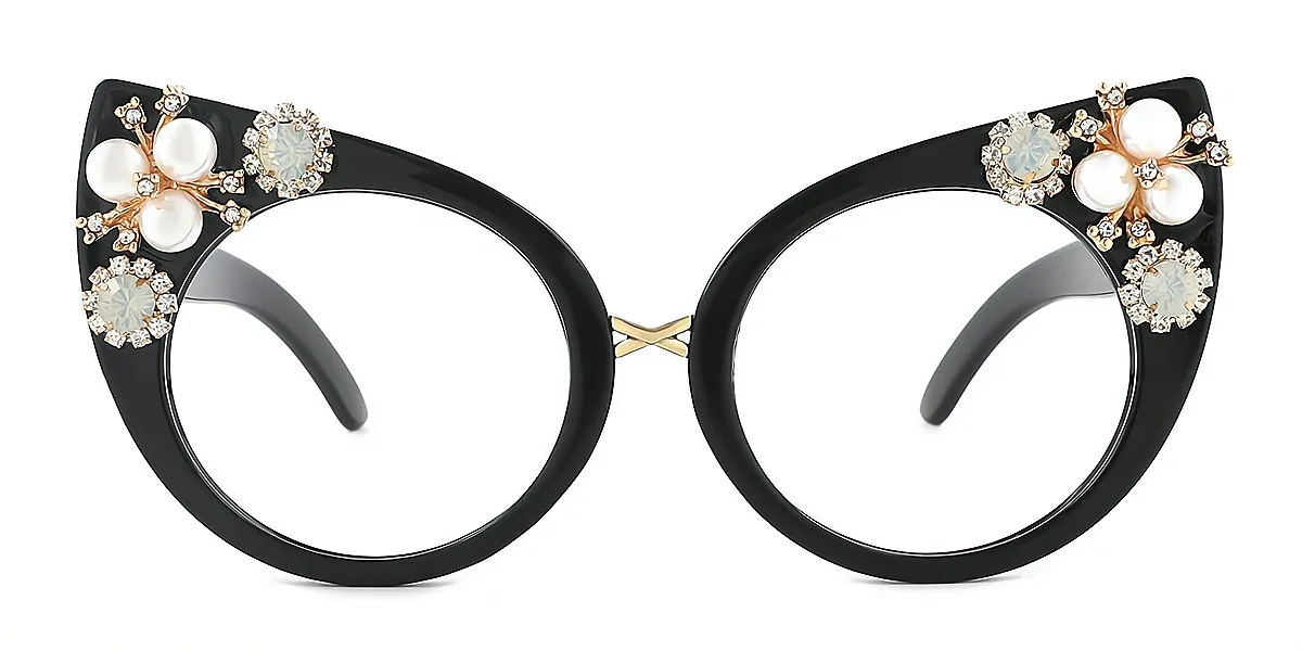 Black Cat Eye Modish Plastic Eyeglasses