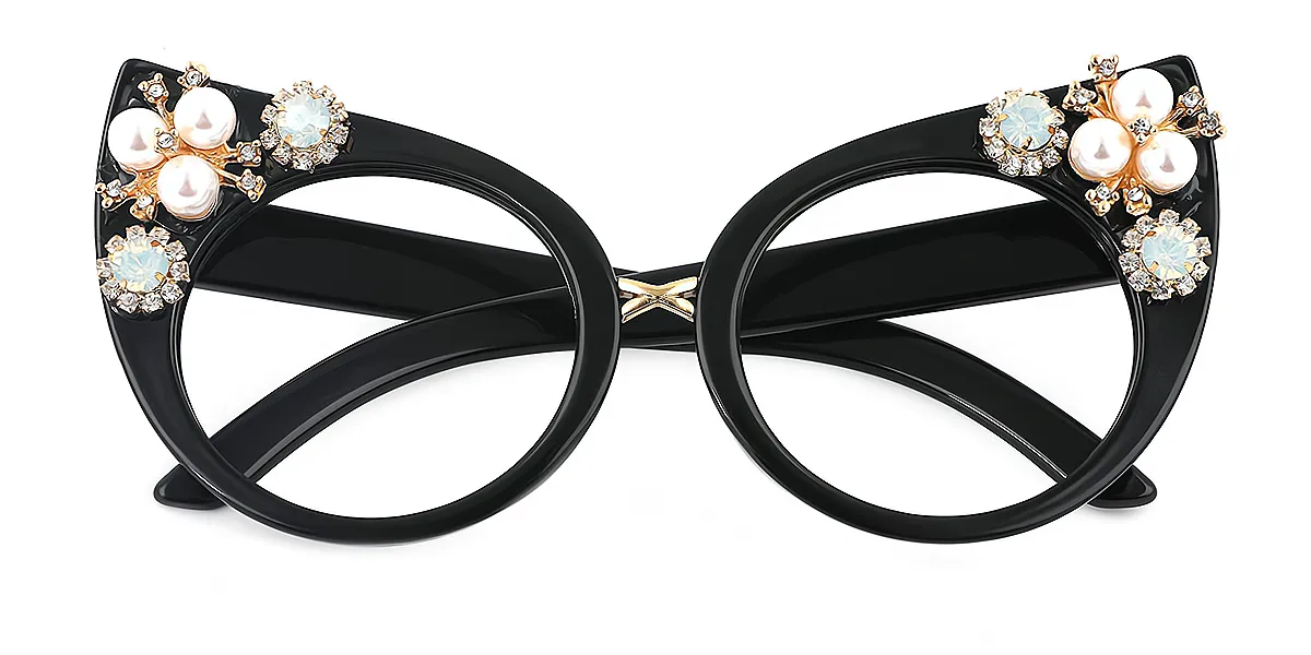 Black Cat Eye Modish Plastic Eyeglasses