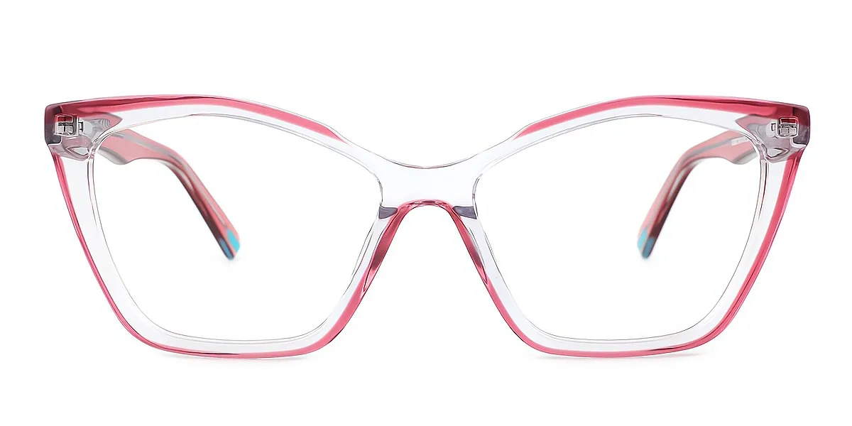 Pink Cat Eye Geek-Chic Acetate Eyeglasses