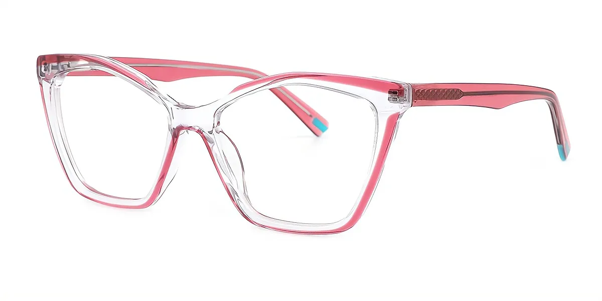 Pink Cat Eye Geek-Chic Acetate Eyeglasses