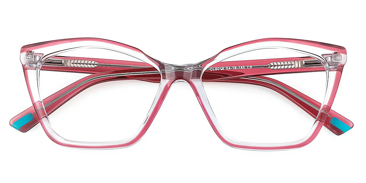 Pink Cat Eye Geek-Chic Acetate Eyeglasses