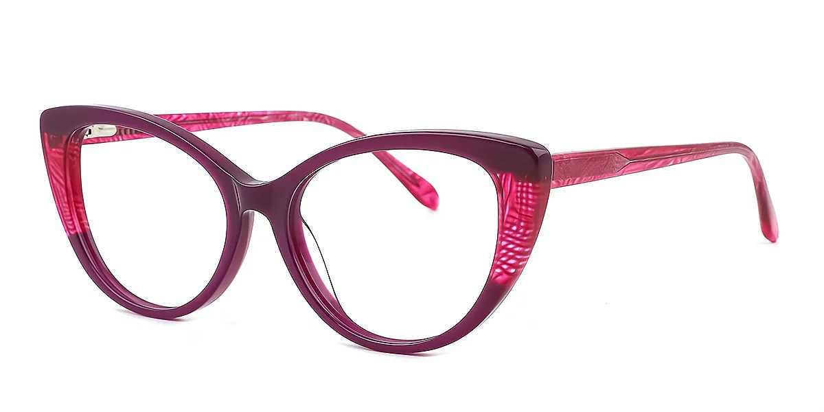 Purple Cat Eye Unique Acetate Eyeglasses