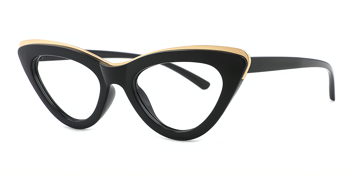 Black Cat Eye Unique Plastic Eyeglasses