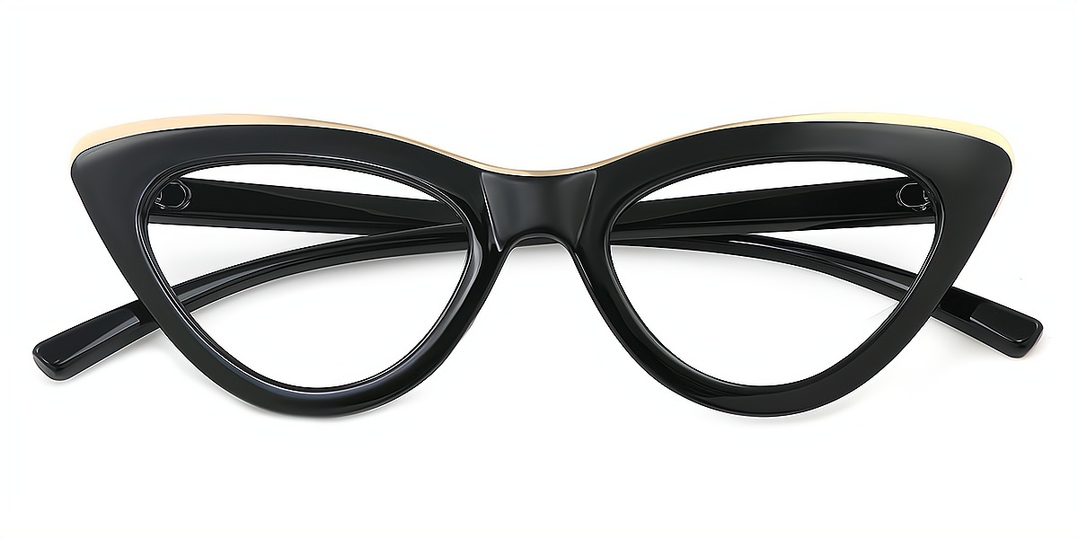 Black Cat Eye Unique Plastic Eyeglasses