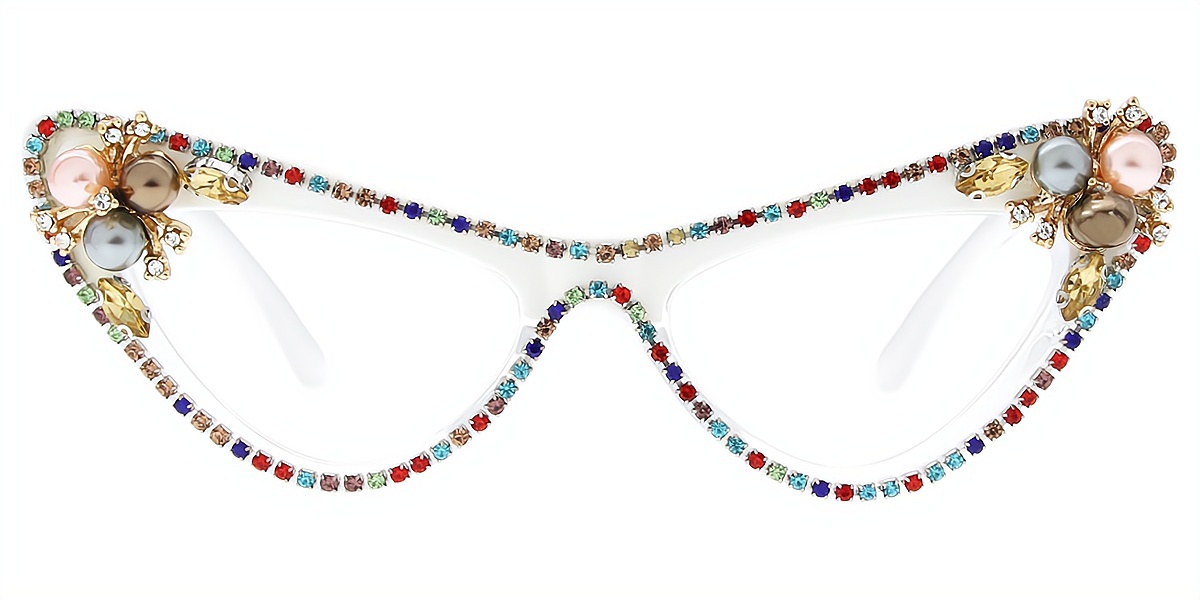 White Cat Eye Unique Sophisticated Plastic Eyeglasses