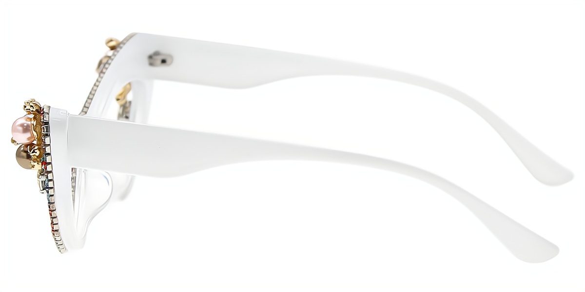 White Cat Eye Unique Sophisticated Plastic Eyeglasses