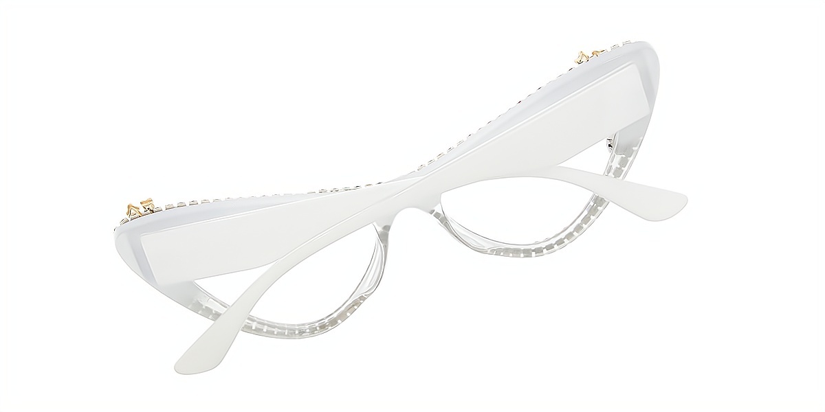 White Cat Eye Unique Sophisticated Plastic Eyeglasses