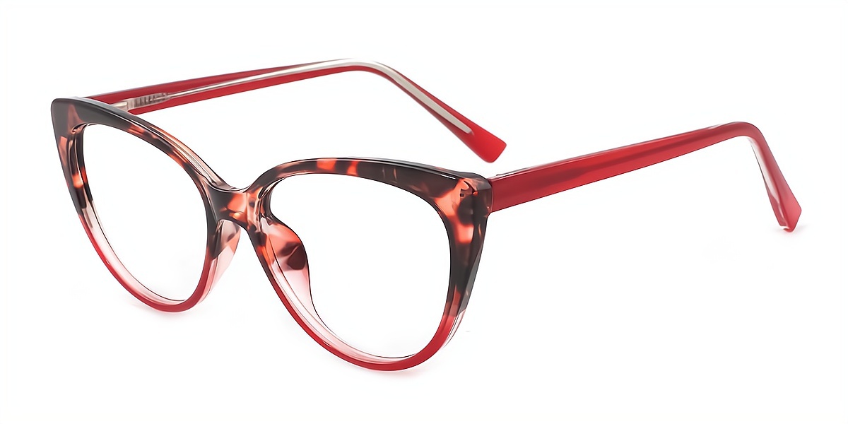 Red Tortoise Cat Eye Unique TR90 Eyeglasses