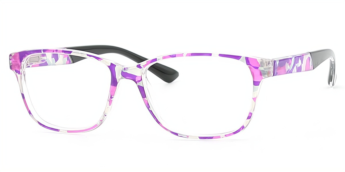 Purple Rectangle Retro Plastic Eyeglasses