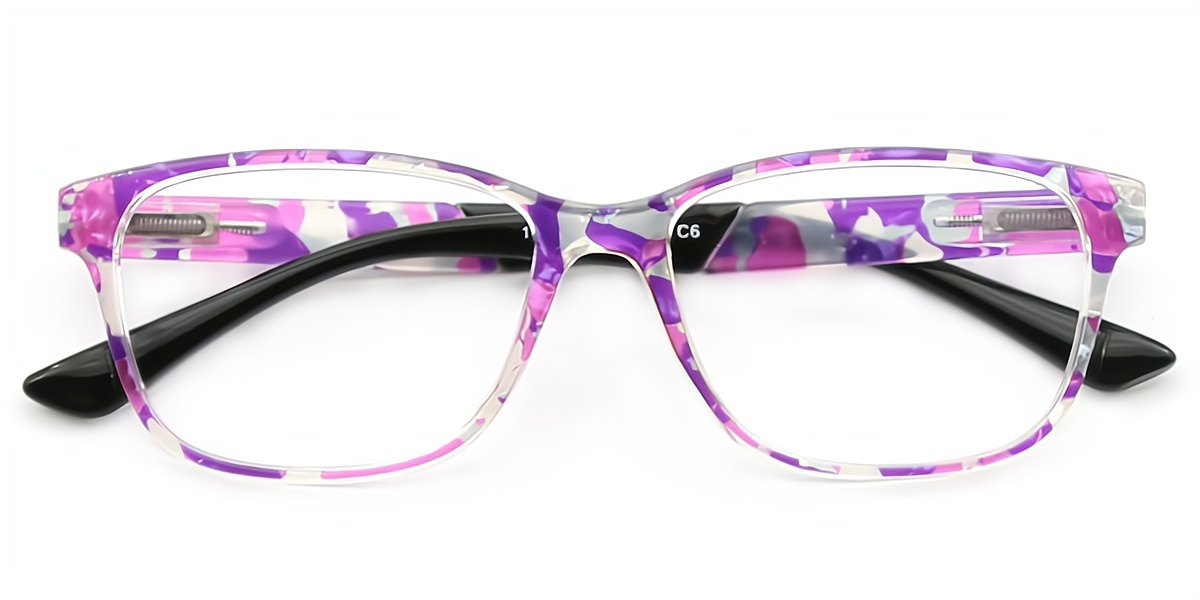 Purple Rectangle Retro Plastic Eyeglasses