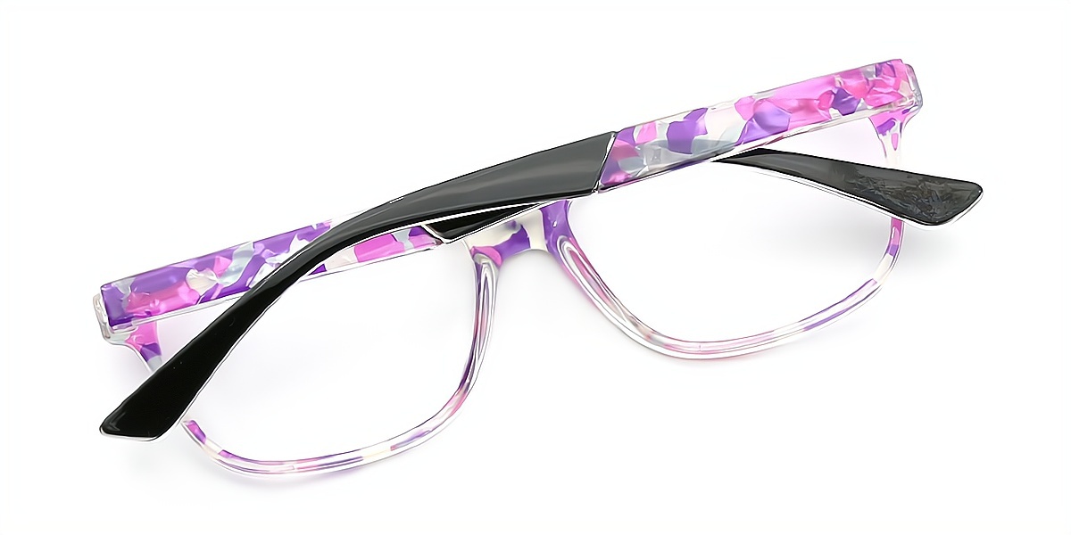 Purple Rectangle Retro Plastic Eyeglasses