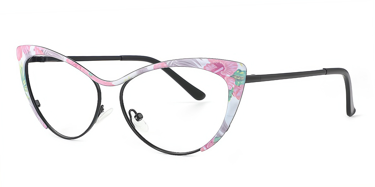 Floral Cat Eye Exquisite Metal Eyeglasses