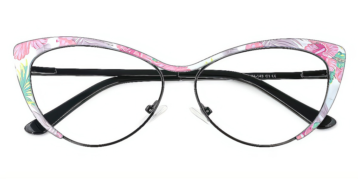 Floral Cat Eye Exquisite Metal Eyeglasses