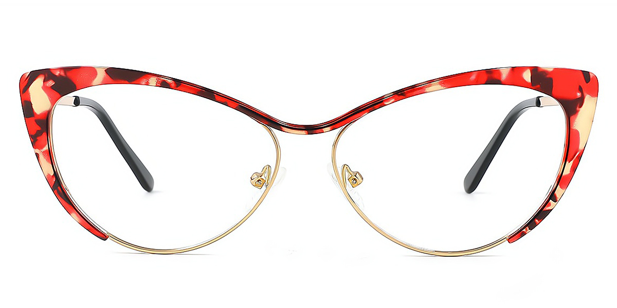 Red Cat Eye Exquisite Metal Eyeglasses