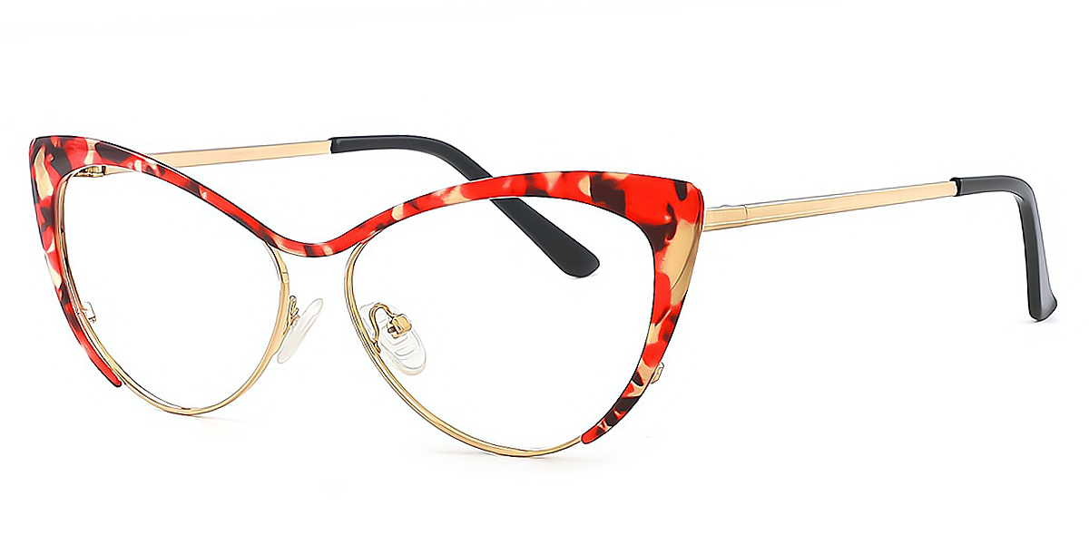 Red Cat Eye Exquisite Metal Eyeglasses