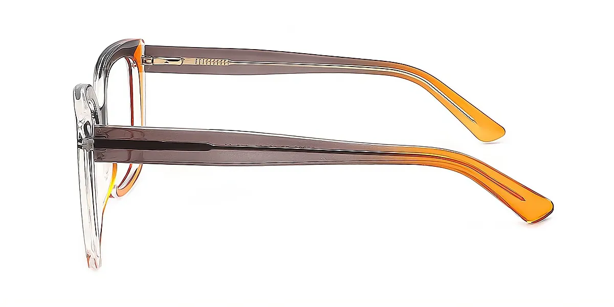 Orange Brown Square Oversized TR90 Eyeglasses